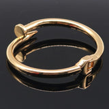 Stainless Steel Nail Cuff Bracelet - Elegant Screw Bangle for Women