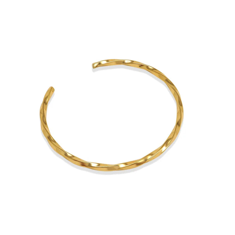 Stainless Steel Twist Opening Cuff Bracelet Tarnish Screw Bangle