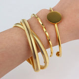Stainless Steel Twist Opening Cuff Bracelet Tarnish Screw Bangle