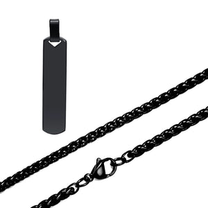 Stainless Steel Bar Necklace Pendant Engraved Initial Name Date Love Words