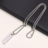 Stainless Steel Bar Necklace Pendant Engraved Initial Name Date Love Words