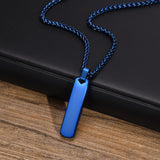 Stainless Steel Bar Necklace Pendant Engraved Initial Name Date Love Words