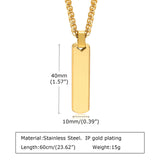 Stainless Steel Bar Necklace Pendant Engraved Initial Name Date Love Words