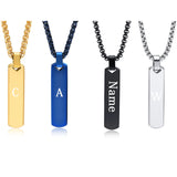 Stainless Steel Bar Necklace Pendant Engraved Initial Name Date Love Words