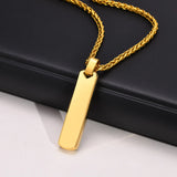 Stainless Steel Bar Necklace Pendant Engraved Initial Name Date Love Words