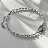 Steel Carabiner Pearl Necklace Men's Hip Hop Style