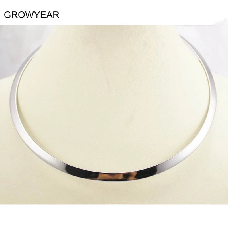 Stainless Steel Cuff Torques Necklace Women Collars Silver Dress Up Jewelry