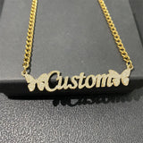 Personalized Stainless Steel Name Necklace Heart Butterfly Choker