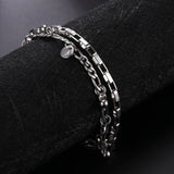 Stainless Steel Double Chain Bracelets Women's Classic Style Jewelry