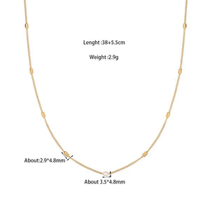 Stainless Steel Pearl Oval Beaded Choker Necklace 18k Plated