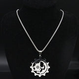 Stainless Steel Greek Letter PSI Symbol Silver Necklace Pendant Jewelry
