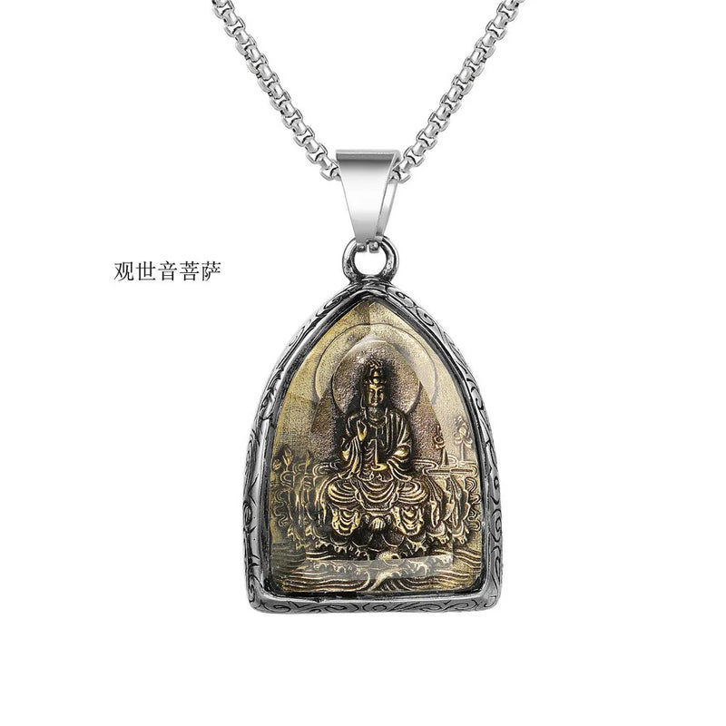 Stainless Steel Buddhism Pendant Necklace for Women