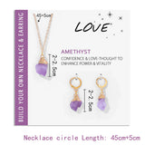 Stone Necklace Earring Set Natural Quart Pendant Necklaces Drop Earrings