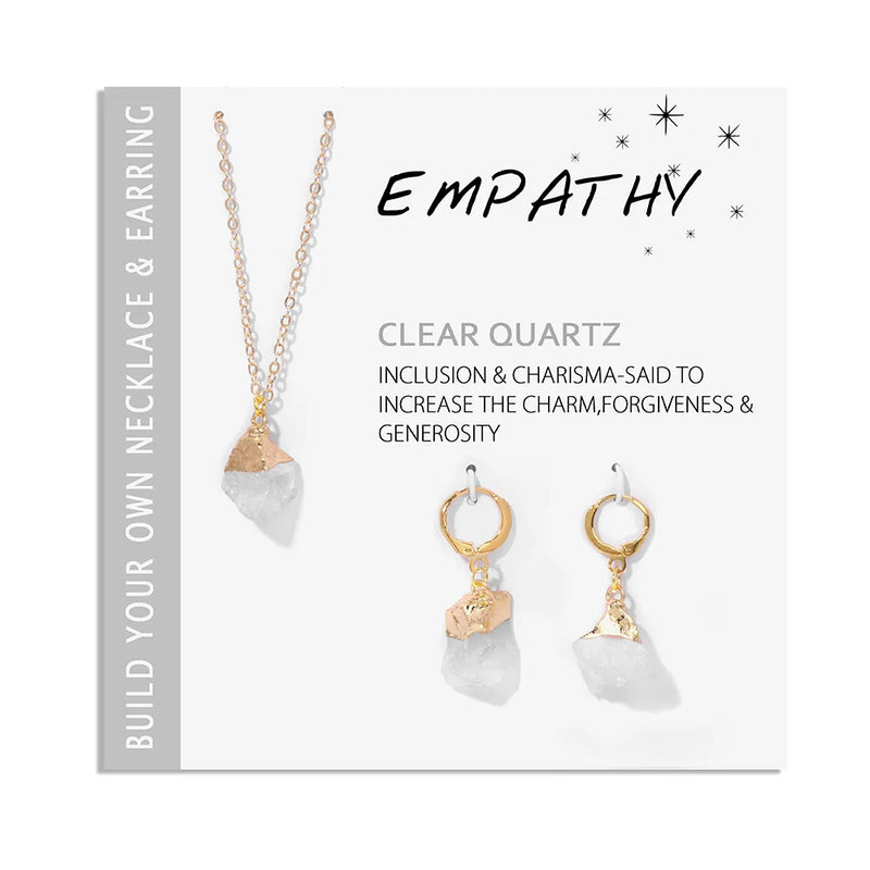 Stone Necklace Earring Set Natural Quart Pendant Necklaces Drop Earrings