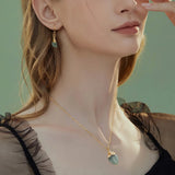 Stone Necklace Earring Set Natural Quart Pendant Necklaces Drop Earrings