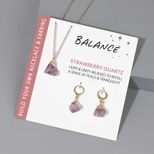 Stone Necklace Earring Set Natural Quart Pendant Necklaces Drop Earrings