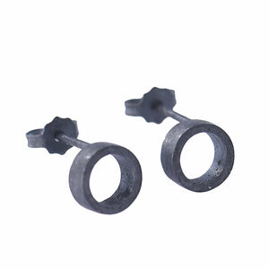Vintage 925 Silver Circle Stud Earrings Unisex Punk Jewelry