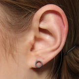 Vintage 925 Silver Circle Stud Earrings Unisex Punk Jewelry