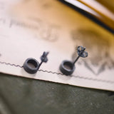 Vintage 925 Silver Circle Stud Earrings Unisex Punk Jewelry