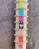 Boho Cross Heart Beaded Elastic Rope Charm Bracelet For Girls