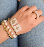 Boho Cross Heart Beaded Elastic Rope Charm Bracelet For Girls