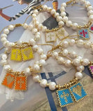 Boho Cross Heart Pearl Beaded Charm Bracelet for Girls