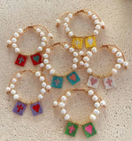 Boho Cross Heart Pearl Beaded Charm Bracelet for Girls