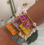 Boho Cross Heart Pearl Beaded Bracelet Girls Gift