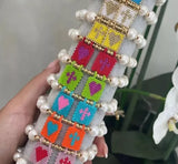 Boho Cross Heart Pearl Charm Bracelet - Dainty Gift