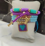 Boho Heart Bead Charm Bracelet for Girls Dainty Gift