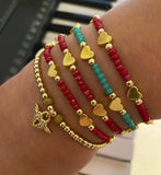 Boho Heart Bead Charm Bracelet for Girls Dainty Gift