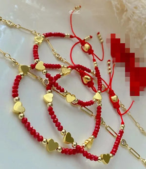 Boho Heart Bead Charm Bracelet for Girls Dainty Gift