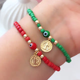 Boho Heart Bead Charm Bracelet for Girls Dainty Gift