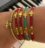 Boho Heart Bead Charm Bracelet for Girls Dainty Gift