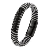 Classic Stainless Steel Men's Leather Bracelet & Bangles Customizable Design