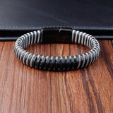 Classic Stainless Steel Men's Leather Bracelet & Bangles Customizable Design