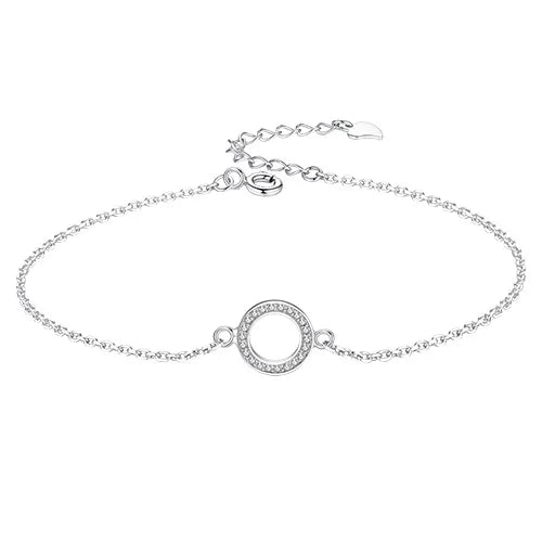 S925 Crystal Link Chain Charm Bracelet for Women