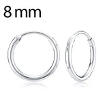 925 Sterling Silver Hoop Earrings Smooth Circle Women Girl Wedding Party Gift