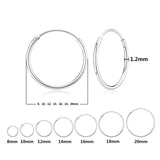 925 Sterling Silver Hoop Earrings Smooth Circle Women Girl Wedding Party Gift