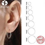 925 Sterling Silver Hoop Earrings Smooth Circle Women Girl Wedding Party Gift