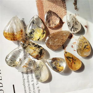 Natural Stone Crystal Quartz Water Landscape Stone Drop Pendant Necklace