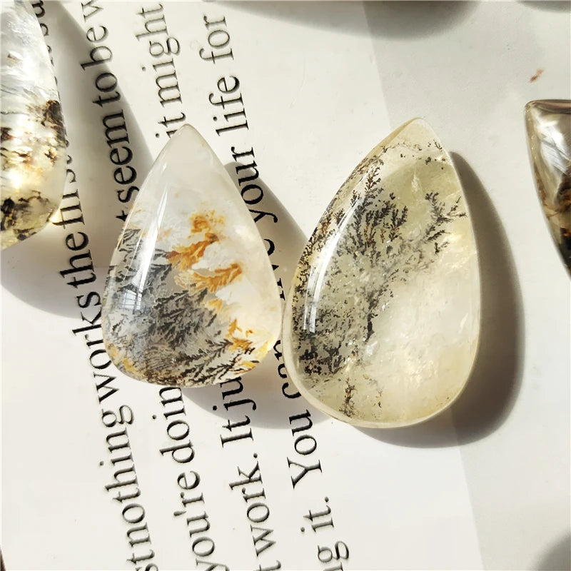 Natural Stone Crystal Quartz Water Landscape Stone Drop Pendant Necklace