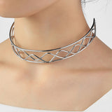 Punk Torques Choker Necklace Double Metal Line 2Colors