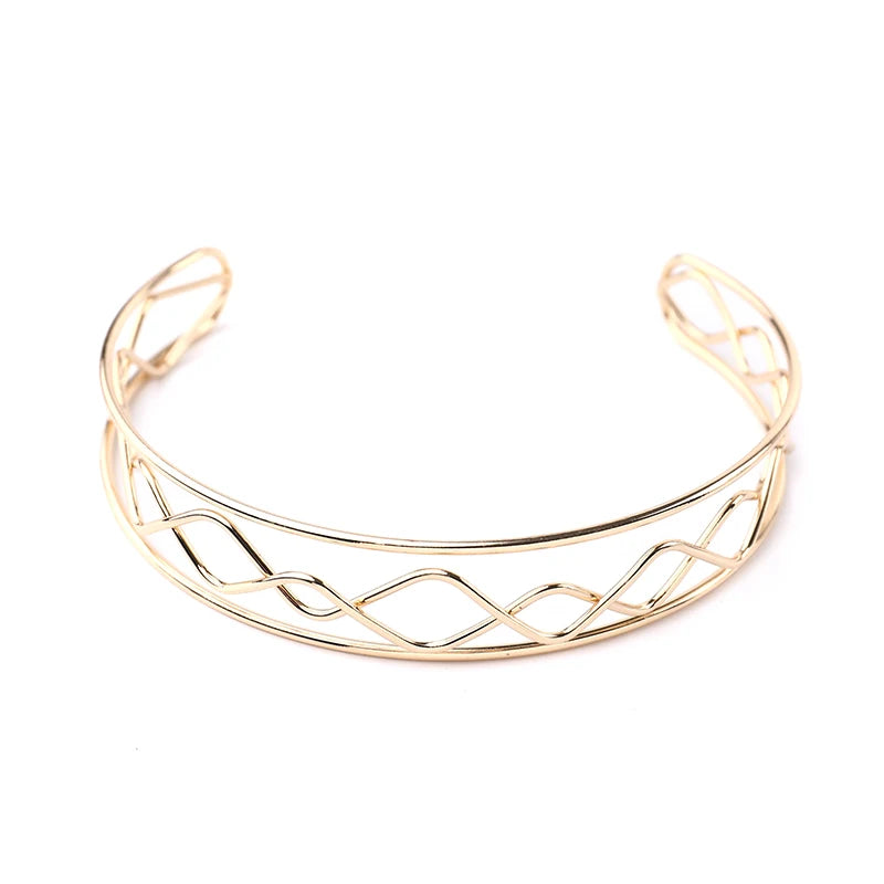 Punk Torques Choker Necklace Double Metal Line 2Colors