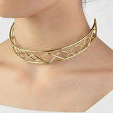Punk Torques Choker Necklace Double Metal Line 2Colors