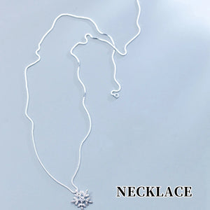 Snowflake Clavicle Pendant Necklace S925 Silver Stud Earrings
