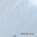 Snowflake Clavicle Pendant Necklace S925 Silver Stud Earrings