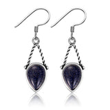Water Drop Shape Sandstone 925 Silver Earrings