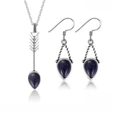 Water Drop Shape Sandstone 925 Silver Earrings