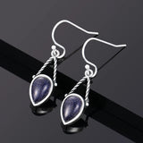 Water Drop Shape Sandstone 925 Silver Earrings